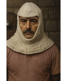 Medieval Linen Arming Coif Padded Protective Hood for Reenactment Costume